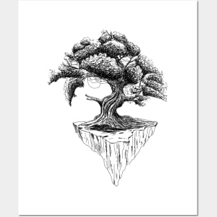 Hand drawing of the fantasy old tree Posters and Art